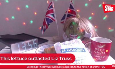 Iceberg lettuce in blond wig outlasts Liz Truss
