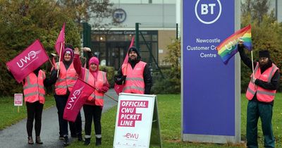 Newcastle BT workers join one of the biggest strikes of the year alongside 999 call handlers and Royal Mail staff