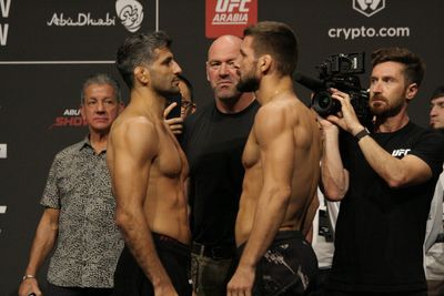 UFC 280 ceremonial weigh-in faceoffs highlights and photo gallery