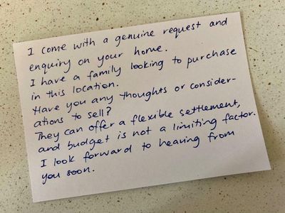 Handwritten notes, door-knocking, recipes: real estate agents turn ‘desperate’ across Australia