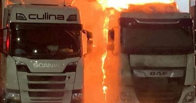 Lorries burst into flames at Scots Tesco warehouse as fire crews battle blaze