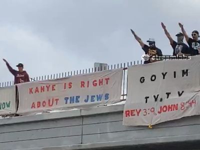 Antisemitic group hangs banner supporting Kanye West over Los Angeles highway