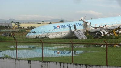 Korean Air plane badly damaged after overshooting runway in Philippines