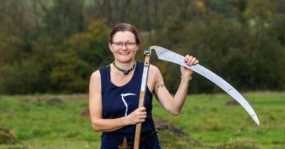 Mum, 54, loses four stone after taking up scything