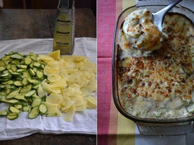 Rachel Roddy’s recipe for courgette, potato and bechamel bake