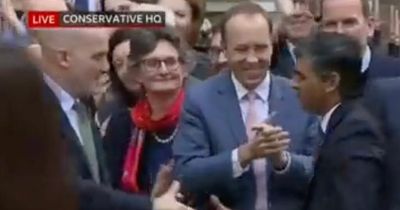 Awkward moment Rishi Sunak swerves Matt Hancock as he greeted by Tory MPs and supporters