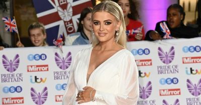 Pregnant Lucy Fallon shows off her bump in angelic white gown at Pride of Britain after fake tan mishap