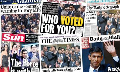 ‘Who voted for you?’: what the papers say as Rishi Sunak prepares to become prime minister