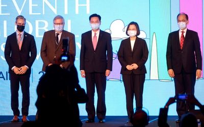 Taiwan's Tsai says no backing down to Chinese aggression