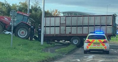 Huge delays on A77 at Ayr after tractor smashes into Whitletts roundabout traffic lights