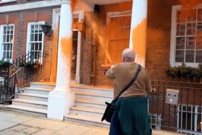Protesters spray paint over home of right-wing think tanks linked to Liz Truss