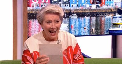 Emma Thompson holds back tears as she is surprised with letter written by late father