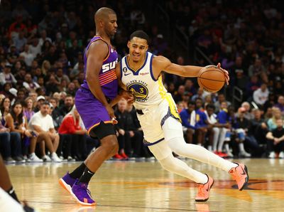 LeBron James reacts to Jordan Poole’s smooth bucket vs. Suns