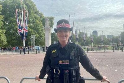 Rod Stewart’s wife Penny Lancaster proudly poses at her passing out parade with City of London Police