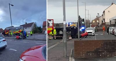 Miracle escape for driver after car flips onto side in crash on Ayrshire road