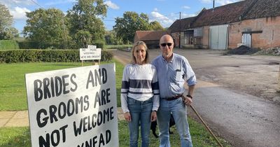 Villagers put up signs saying couples heading to wedding venue aren't welcome
