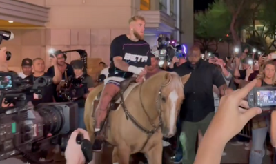 VIDEO: Jake Paul arrives on a horse to open workouts ahead of Anderson Silva boxing match