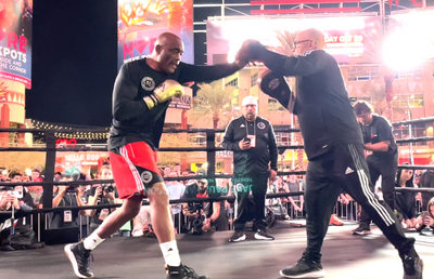 VIDEO: Anderson Silva sneak attacks host, shows off boxing skills at open workouts