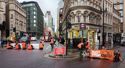 Just Stop Oil blockade roads around Mansion House Tube station during rush hour