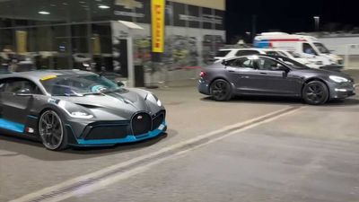 Bugatti Divo Drag Racing Supercars Including Tesla Model S Plaid