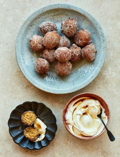 Benjamina Ebuehi’s recipe for pumpkin spice mini doughnuts with maple cream