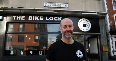 The new secure cycling area with a coffee shop and work space that's opening in Cardiff