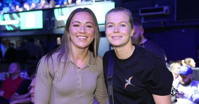 Irish pair Katie McCabe and Ruesha Littlejohn cheer on Katie Taylor to world title defence