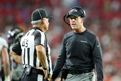 Ravens HC John Harbaugh shares team’s mentality at halftime in Week 8 win vs. Buccaneers