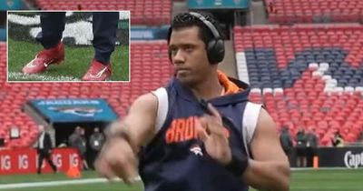 NFL star Russell Wilson dons Liverpool trainers before Broncos vs Jaguars in London