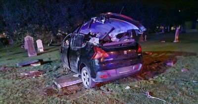 Woman hospitalised after car rams through cemetery wall in Dublin crash