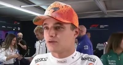 Lando Norris reacts as "lucky" Daniel Ricciardo beats him at Mexican GP