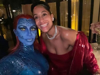 Kim Kardashian mistakenly turns up to Tracee Ellis Ross’ no-costume party dressed as Mystique