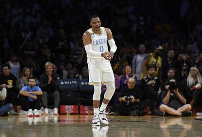 Russell Westbrook had an awesome moment with happy Lakers fans at the end of the team’s first win