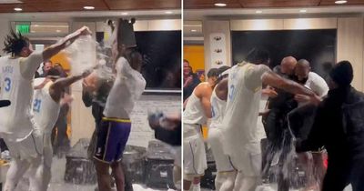 Inside wild Los Angeles Lakers locker room celebrations after finally getting first win