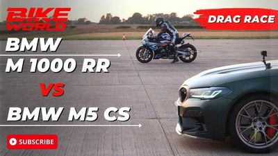 Drag Race: BMW M 1000 RR Vs. BMW M5 CS Head-To-Head Battle