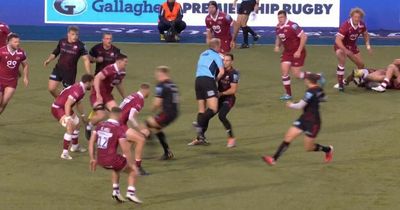 'F***!' Commentators see the funny side as referee Wayne Barnes clatters into player to prompt live TV cursing