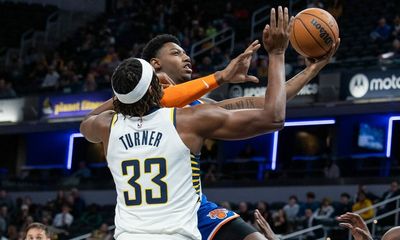 Myles Turner promotes his skills when asked if Lakers should get him