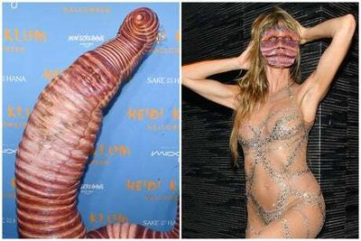 Queen of Halloween Heidi Klum transforms into worm for her party