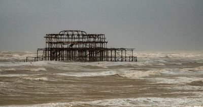 Storm Claudio: Part of Brighton West Pier collapses into the sea as waves lash Britain