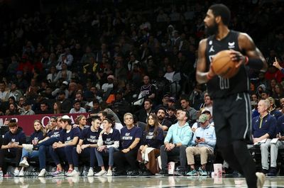 Fans wearing ‘Fight Antisemitism’ shirts got Kyrie Irving’s attention in front row of Nets game