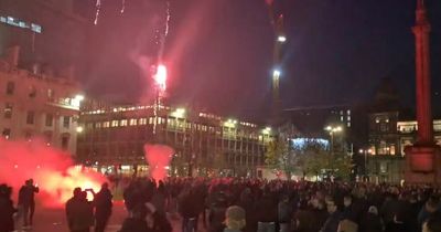 Ajax fans let off fireworks and pyros in George Square ahead of Rangers clash
