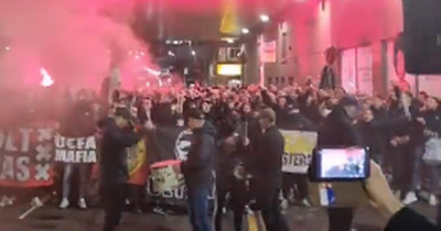 Ajax fans celebrate win against Rangers with fireworks and flares in Glasgow city centre