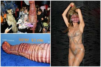 Heidi Klum reveals how she got into her jaw-dropping worm costume for annual Halloween bash