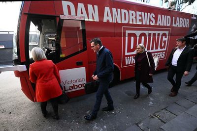 Trains, a bus and an ambulance that wasn’t: the Victorian state election campaign is officially under way