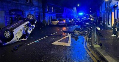 Car flipped on roof in Scots town after horror multi-vehicle smash