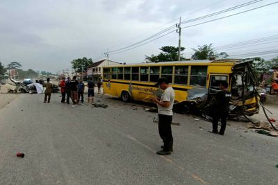 Pickup driver killed, 8 on school bus hurt in collision