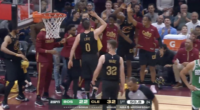 Kevin Love had high-fives for his entire roster after his first dunk of the season, and the Cavs loved it