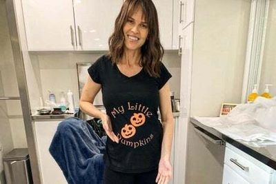 Pregnant Hilary Swank, 48, dresses baby bump as ‘little pumpkins’ over Halloween ahead of twins’ arrival