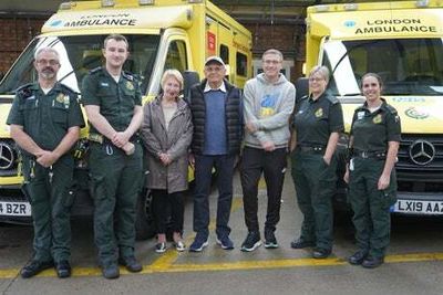 Ukrainian man who survived two heart attacks reunited with paramedics who saved his life