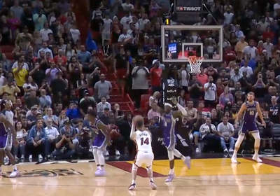 Tyler Herro almost certainly traveled on this epic game-winning shot against the Kings